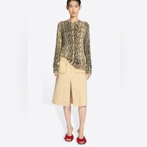 Dries Van Noten Python Snake Print Tanna Cotton Knit Sweater Beige Brown Black L